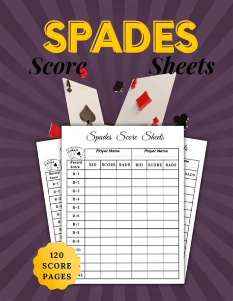 Card Game Score Sheets for Spades