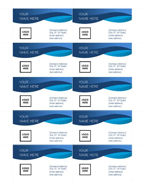 Image of card template layout