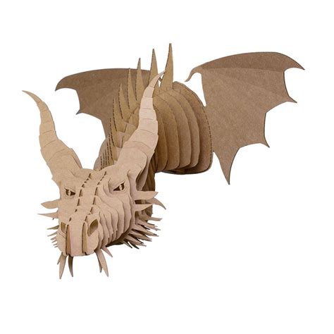 Cardboard dragon head template with a unique shape and design