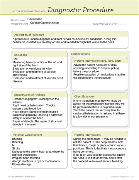 Cardiac Catheterization ATi Template