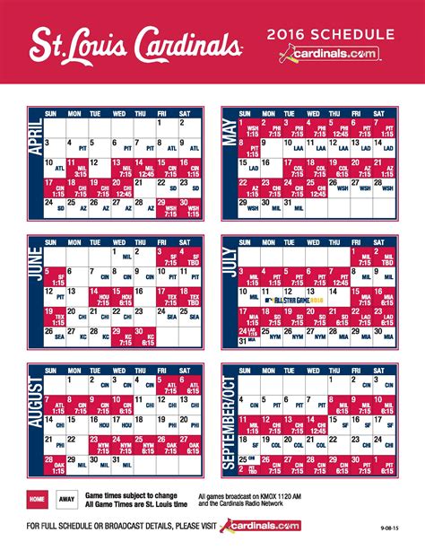 Cardinals Schedule Desktop