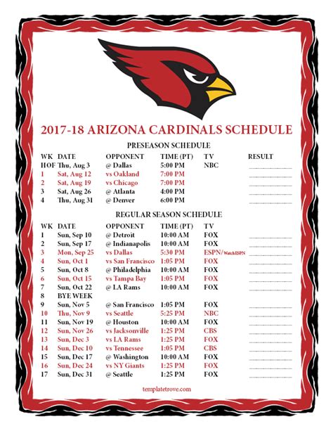 Cardinals Schedule Printable Image