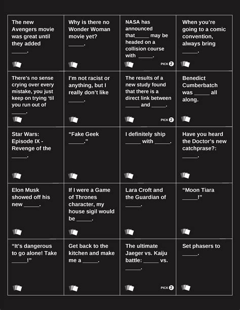 Cards Against Humanity Black Cards