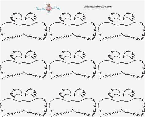 Cardstock Lorax Mustache Printable