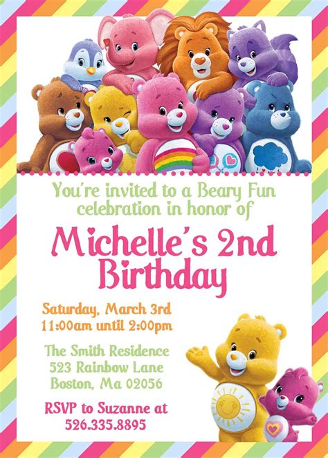 Care Bear Birthday Invitation Ideas