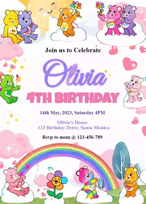 Care Bear Invitation Template