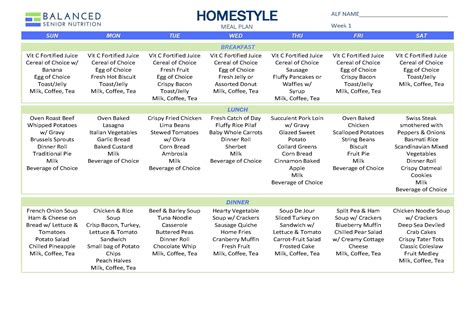 Care Home Menu Sample 3