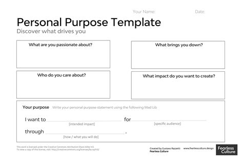 Career and Life Purpose Template Example