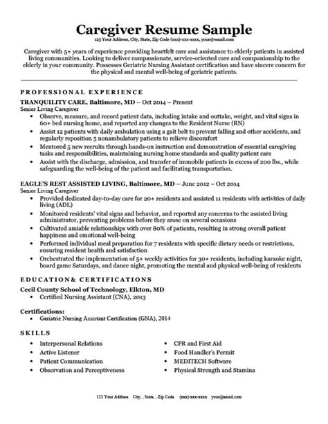 Caregiver Resume Template