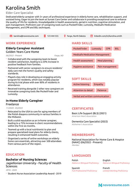 Caregiver Resume Template 2