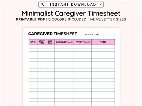 Caregiver Timesheet Template