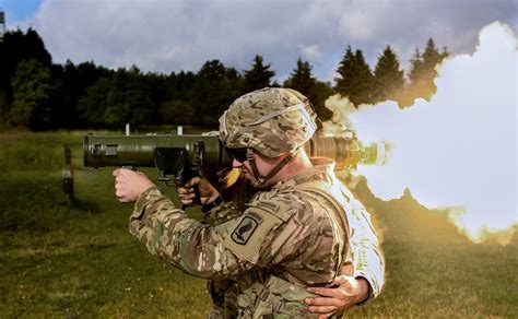 Soldier firing a Carl Gustaf recoilless rifle