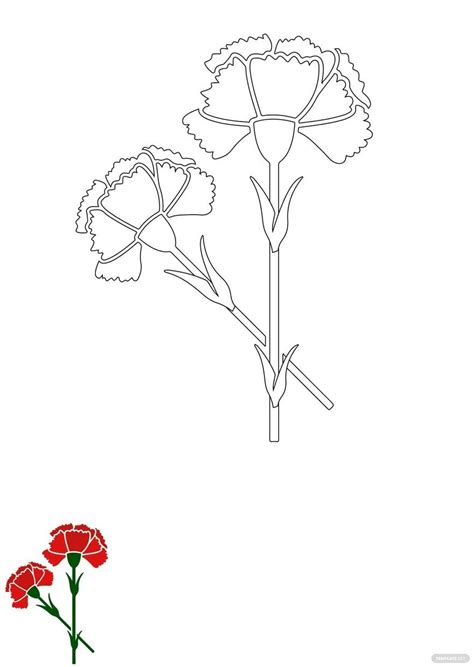 Carnation printable flower template