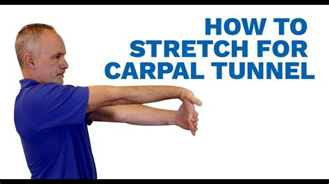 Carpal tunnel stretch to reduce pressure on the median nerve and relieve symptoms.