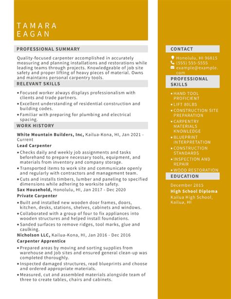 Carpenter Resume Template