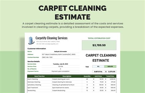 Carpet Cleaning Cost Estimate