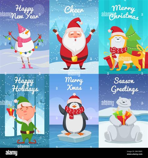 Cartoon Christmas Card Characters