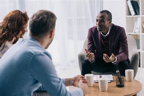 Case worker counseling a client