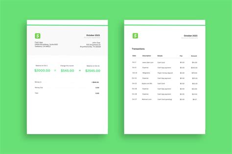 Cash App Bank Statement Template Design