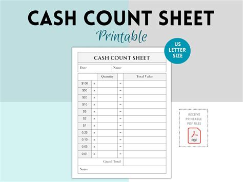 Design of a Cash Count Sheet Template