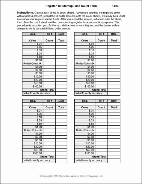 Cash Drawer Count Sheet Template 4