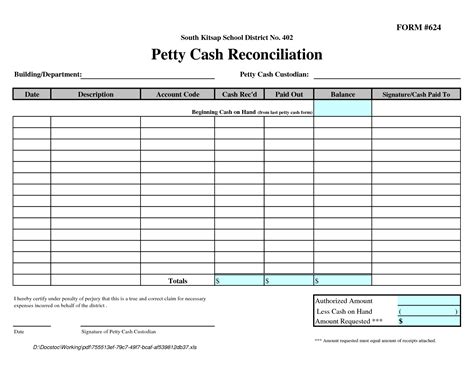 Cash Drawer Reconciliation Template Example