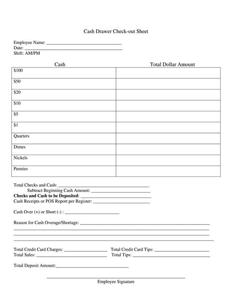 Cash Drawer Reconciliation Template Frequency