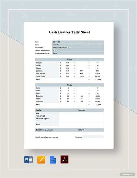 Cash Drawer Template