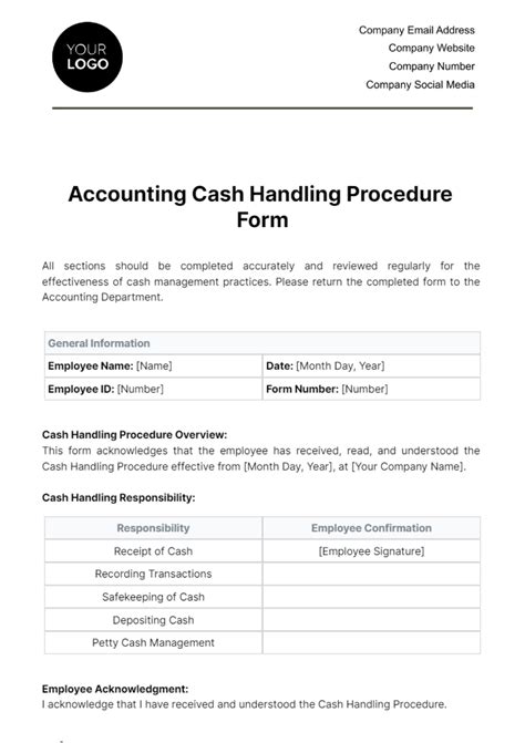 Cash Handling Template