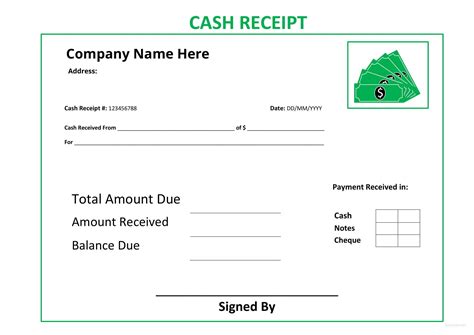 Cash Receipt Template with Logo