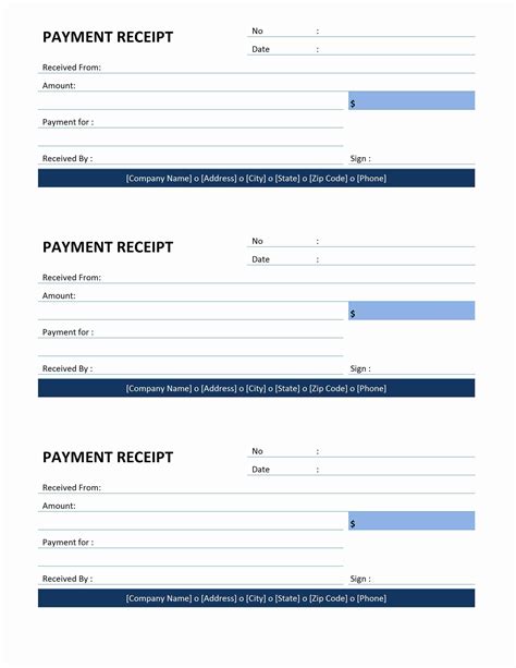 Cash Receipt Template with Payment Terms