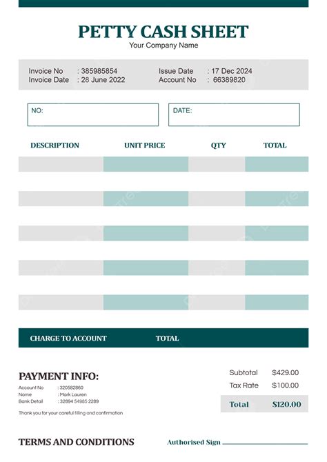 A cash sheet template example