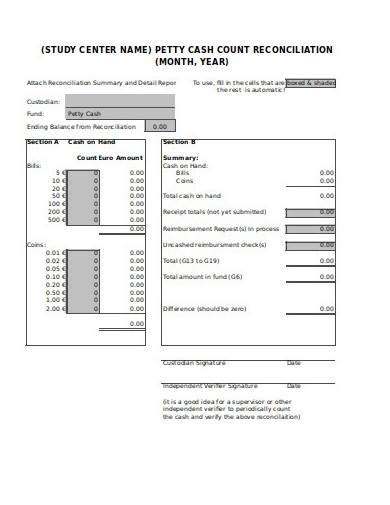 Cash Count Reconciliation