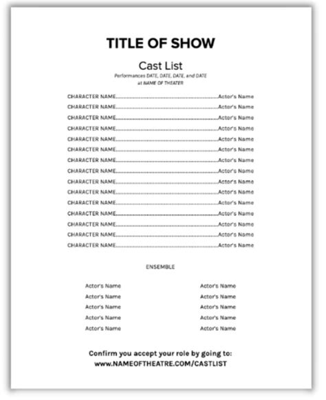 Cast and Crew Template