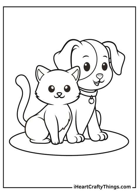 Cat and Dog Coloring Page