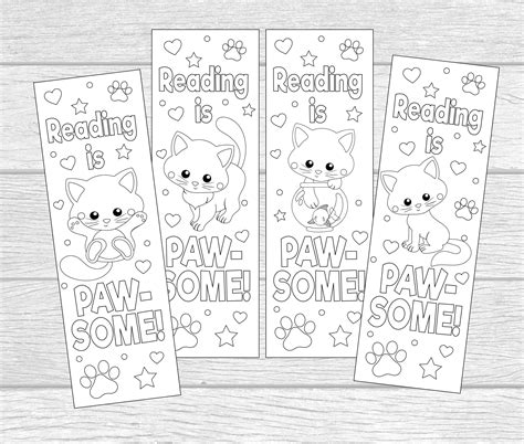 Cat bookmark template with colorful design