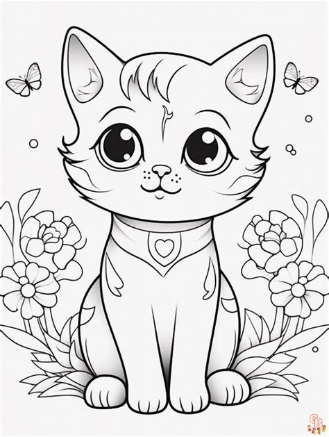 A picture of a cat with a coloring page for creativity