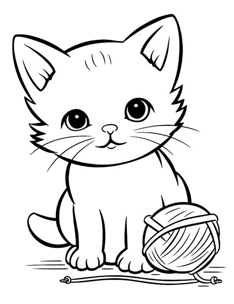 Adorable cartoon cat coloring page with bright colors