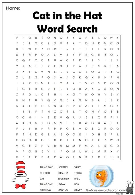 Cat in the Hat word search