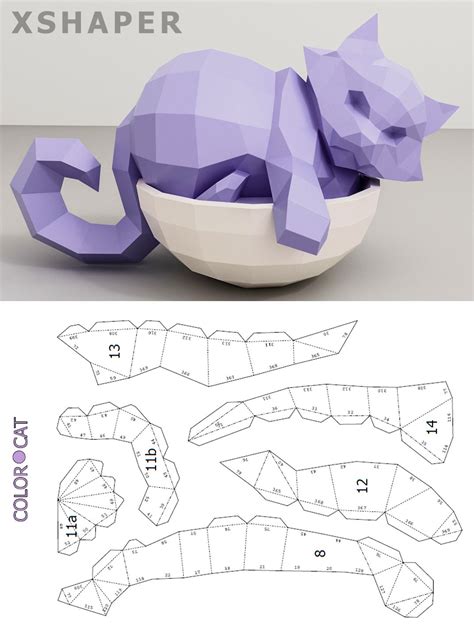 A cat silhouette papercraft design