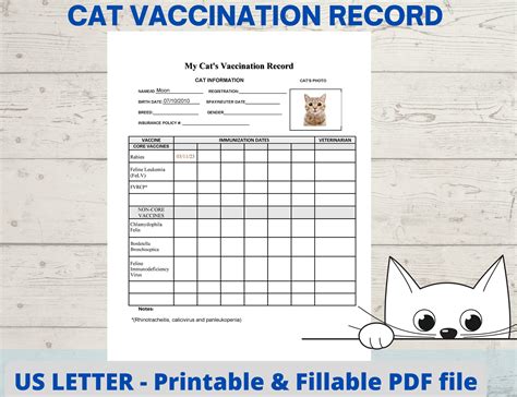 Cat Vaccination Record Template Sample