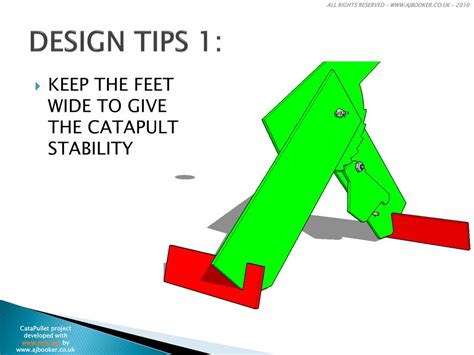 A diagram illustrating the importance of stability in catapult design