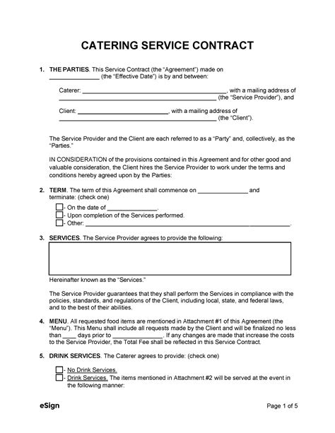 Catering Agreement Template