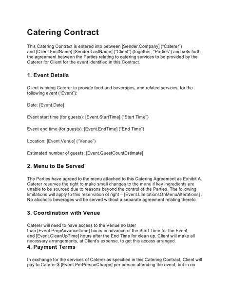 Catering Agreement Template 2