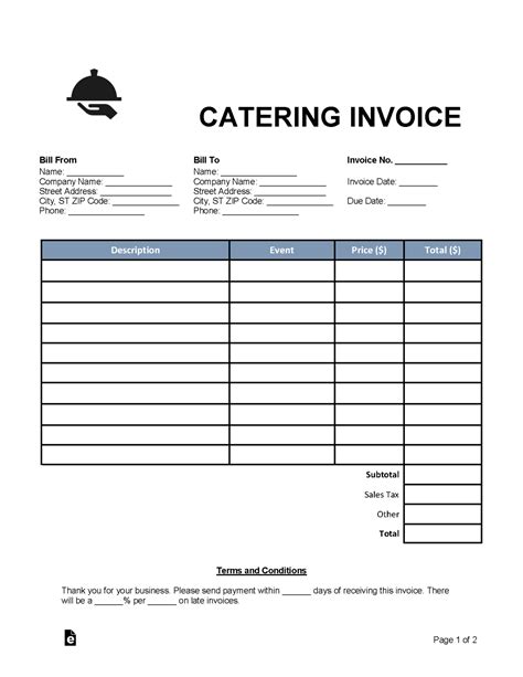 Catering Invoice Template 2