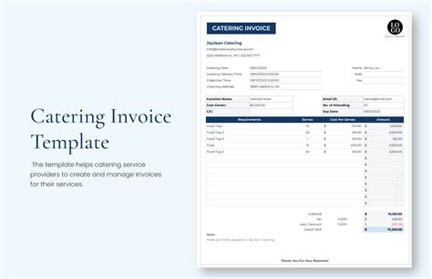 Catering Invoice Template Google Docs