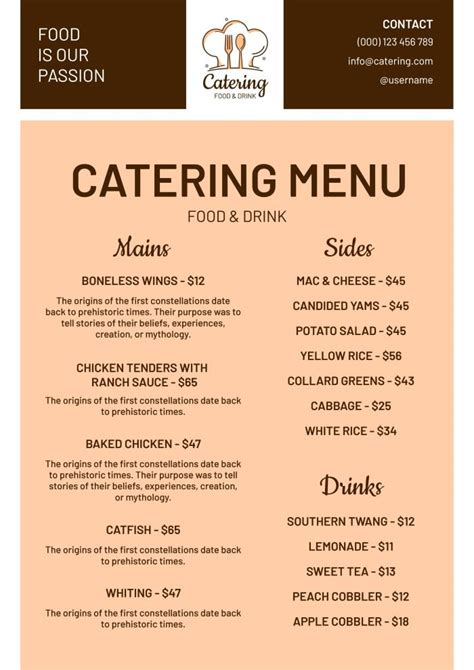 Catering Menu Template