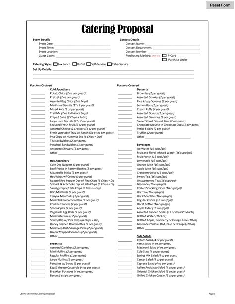 Catering Proposal Template Printable