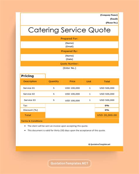 Catering Quote Template Example