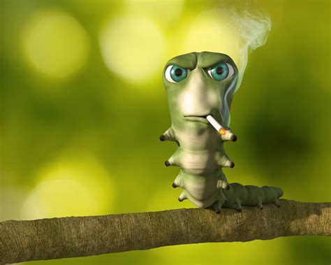 Caterpillar smoking illustration